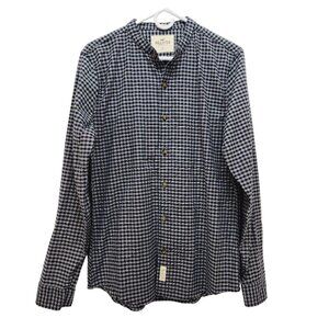 Hollister Stretch plaid shirt Mens long sleeve Button-Up Size M black & white
